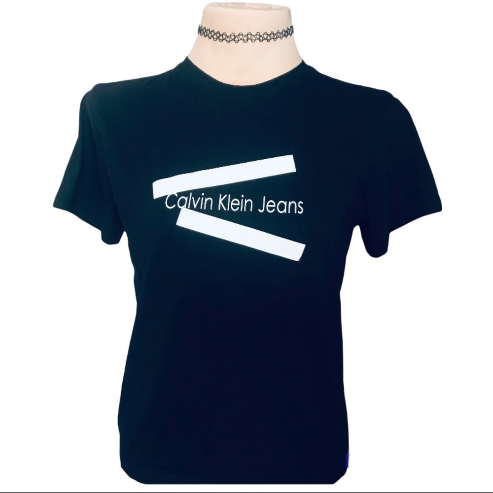 CALVIN KLEIN Jeans Y2K size cotton graphic tee black M